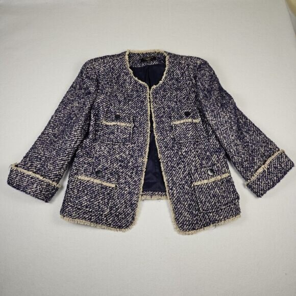Talbots Womens 16P Alpaca Wool Mohair Tweed Blazer Purple Jacket Quiet Luxury - Picture 9 of 9